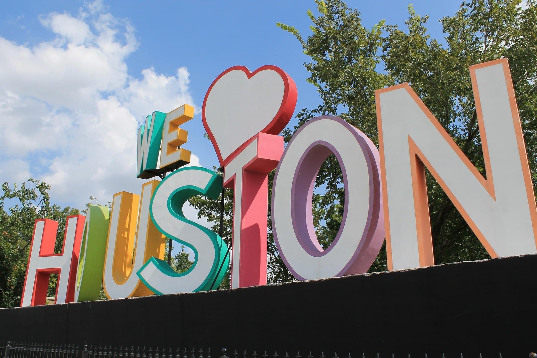 Colorful Houston sign close-up